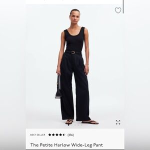 Madewell The Petite Harlow Wide-Leg Pants Black 
Size 6P NWT